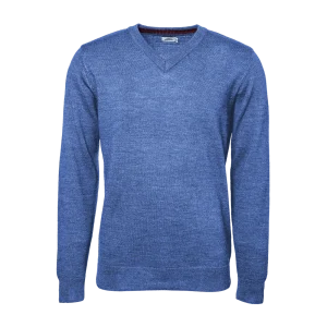 V-Neck Long Sleeved Jersey - Medium Blue